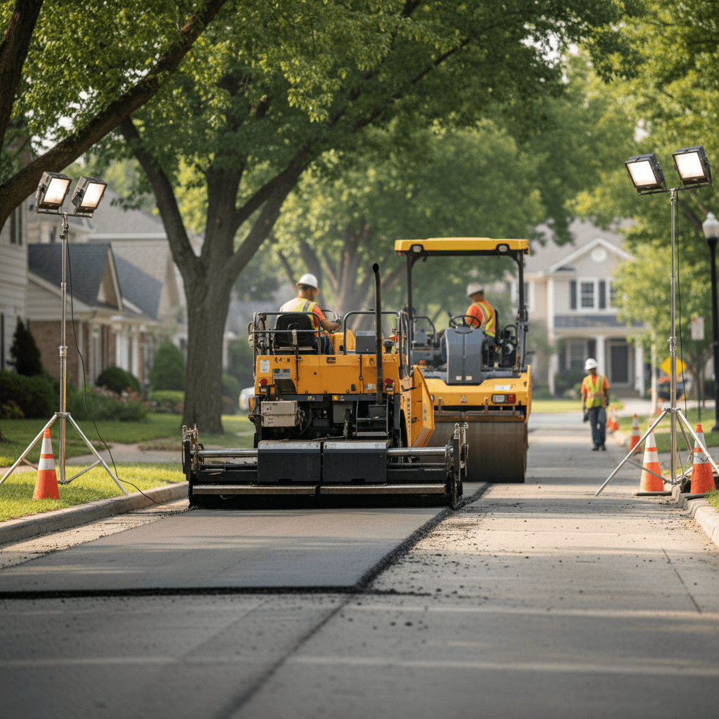 Road maintenance and infrastructure work in progress